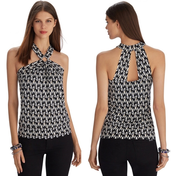 White House Black Market Tops - ❤️White House Black Market Halter Geometric Blouson Top☆